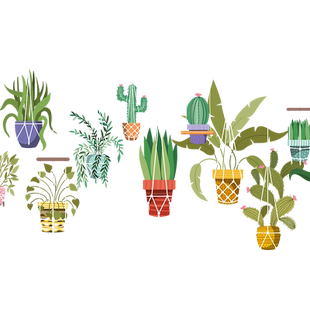 创意绿植玻璃贴纸咖啡花店小清新盆栽底纹装饰创意窗花贴静电无胶