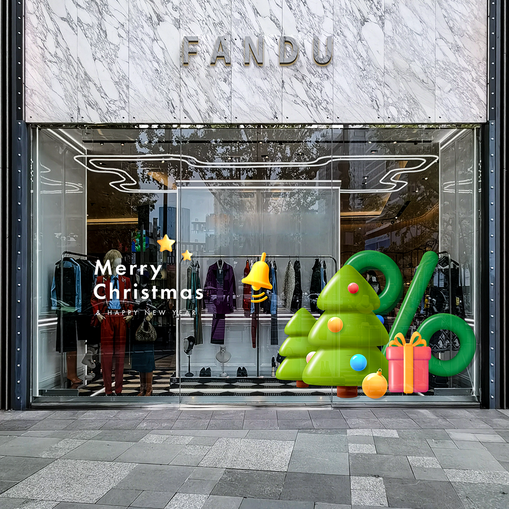 美哲玻璃贴纸静电无胶圣诞装饰