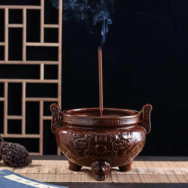 坟前香炉祭祀户外墓地家用香炉插香圆形带耳朵供d佛香熏.供奉上