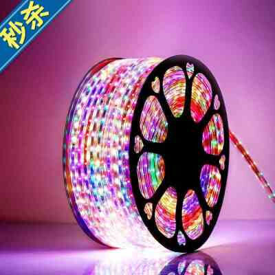 新品彩灯跑马灯带led七r彩变色户f外E防水室外招U牌霓虹流水220