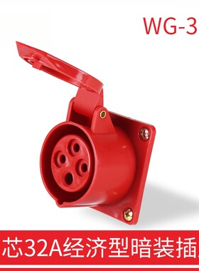 围国电气WG-324直插32a4p 工业暗装插座 3相4线IP44防水直销