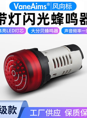 声光蜂鸣器FXB16-22SM12V24V220V380V红色断续声闪光蜂鸣报警器