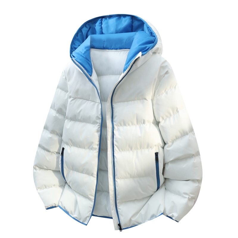 美式撞色连帽羽绒棉服外套男款冬