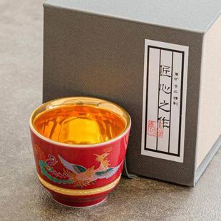 手工陶瓷鎏金24K功夫茶杯创意龙凤对杯品茗主人杯单杯茶盏礼盒装