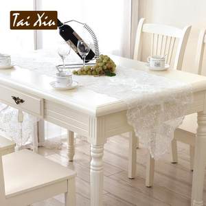 泰绣欧式白色仿绸缎现代桌布蕾丝F布艺餐桌布圆桌布茶几桌布