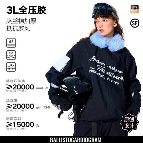 复古蓝调毛领滑雪服BCG滑雪衣