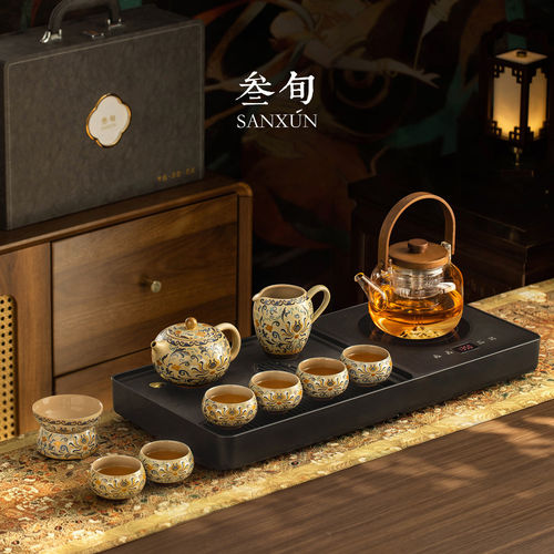 叁旬焰舞缠枝西施壶茶具套装