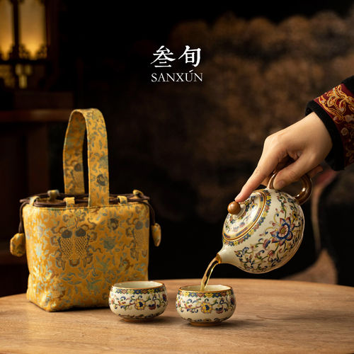 锦绣五彩缠枝莲泡茶西施壶