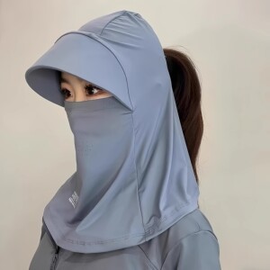 日本进口全脸遮阳帽子女夏季防晒帽防紫外线户外骑行护颈面罩一体