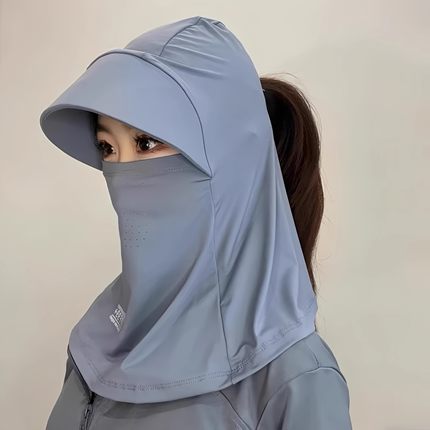 日本进口全脸遮阳帽子女夏季防晒帽防紫外线户外骑行护颈面罩一体