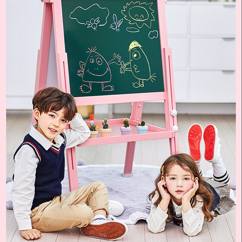 极速七巧板幼f儿童画画板无尘小黑板支架式家用白板写字磁性笔宝