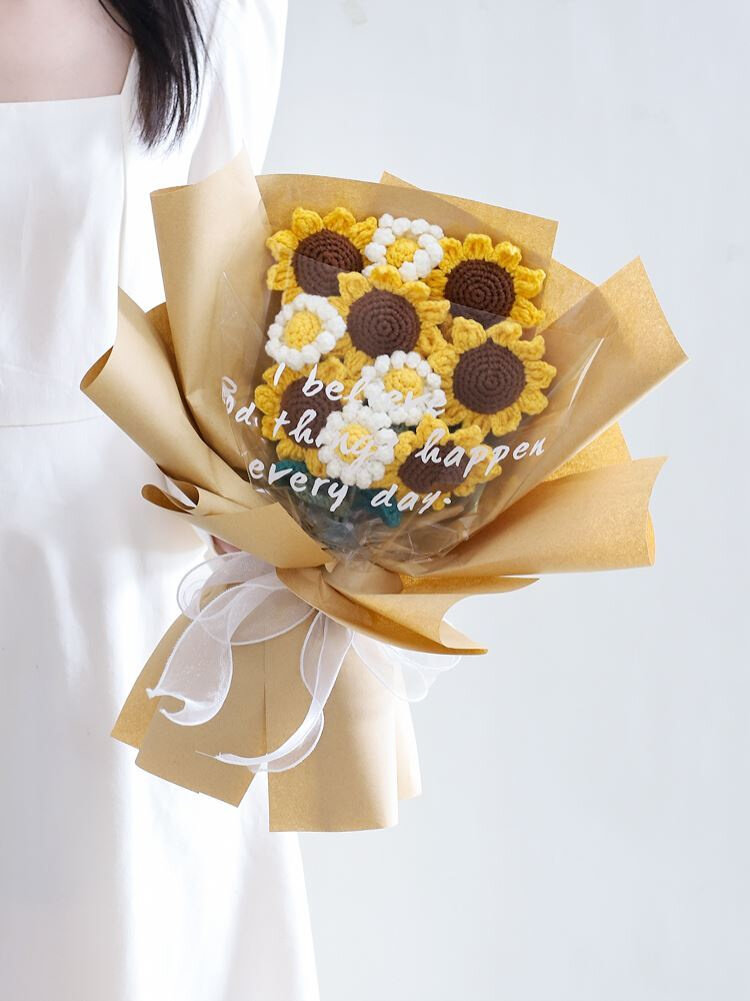 毛线e花朵成品生日送妈妈男朋友向日葵材料包手工编钩针织diy装饰