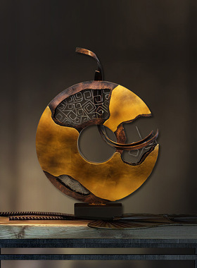 铁艺做旧圆环镂空雕塑摆件纯手工金属艺术品摆饰酒店家居通用雕塑