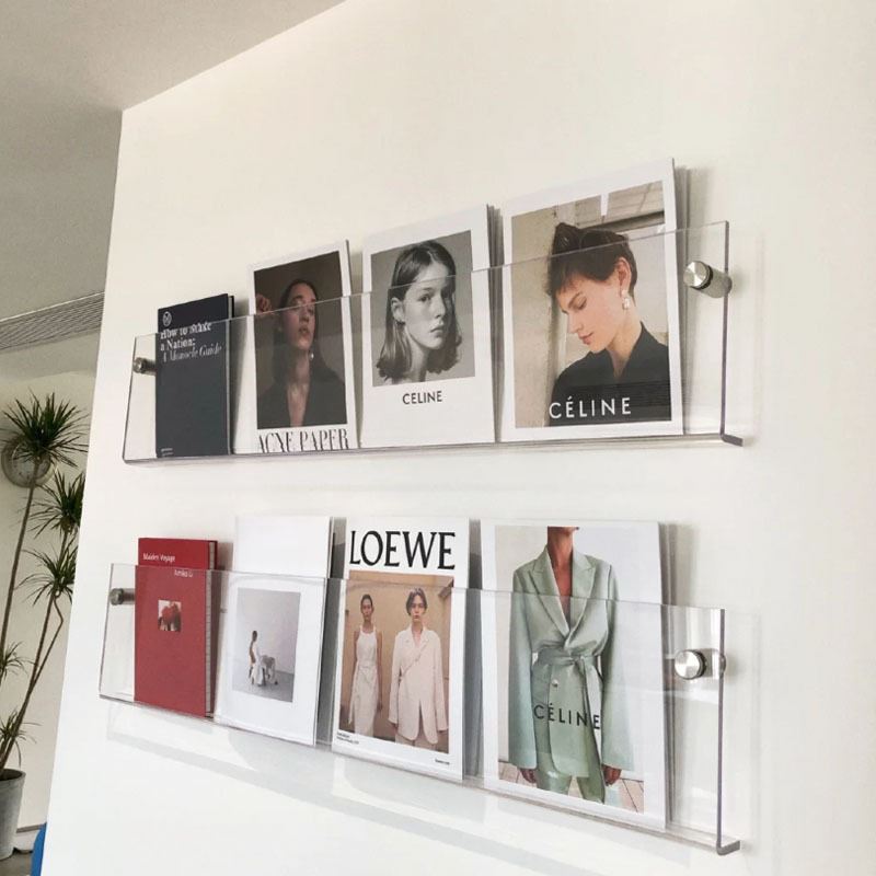 创意墙上置物架绘本架亚克力杂志架挂墙装饰透明展示架壁挂式书架