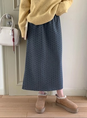 3th Morning 画报女郎 天丝羊毛混纺后开叉波点半身裙