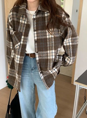 3th Morning 怀旧记忆 加绒加厚复古格纹撞色衬衫外套