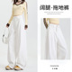 大码 白色高腰阔腿牛仔裤 褶皱拖地直筒裤 新款 休闲 女春季