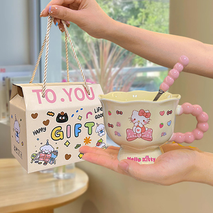送女生闺蜜生日礼物杯子陶瓷高颜值马克杯带盖勺可爱猫咪水杯礼盒
