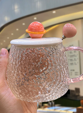 ins风高颜值马克杯带盖勺耐热玻璃杯子女生水杯情侣咖啡早餐茶杯
