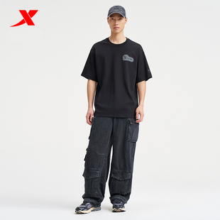 百搭潮流印花短袖 休闲上衣976329010227 夏季 特步运动T恤男25新款