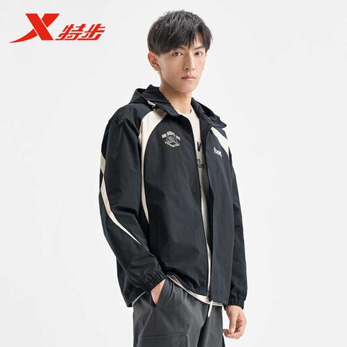 特步双层风衣梭织外套男士春季