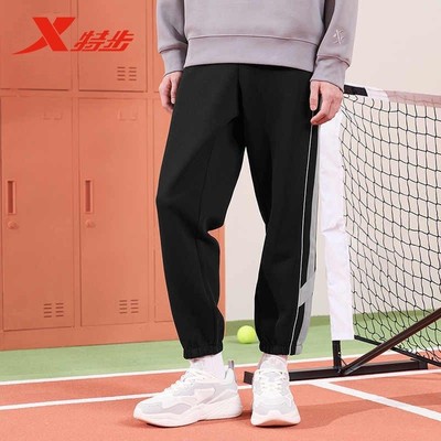 特步针织直筒长裤男2025春季百搭时尚休闲男运动长裤976129630500