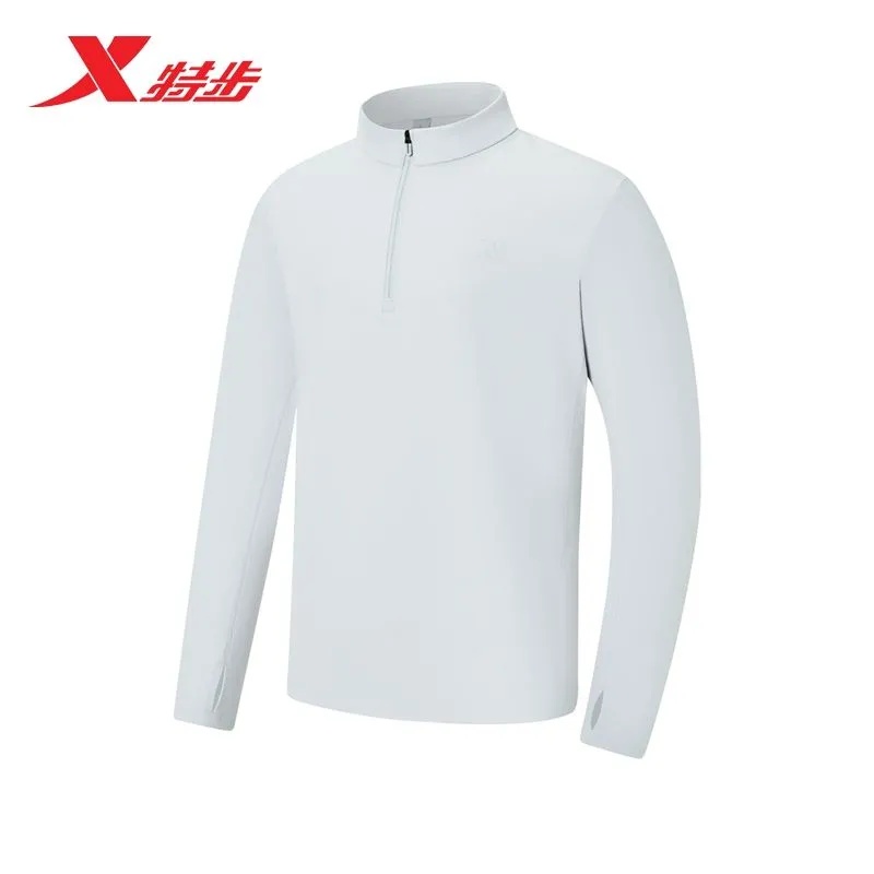 特步半拉链运动T恤2025冬季