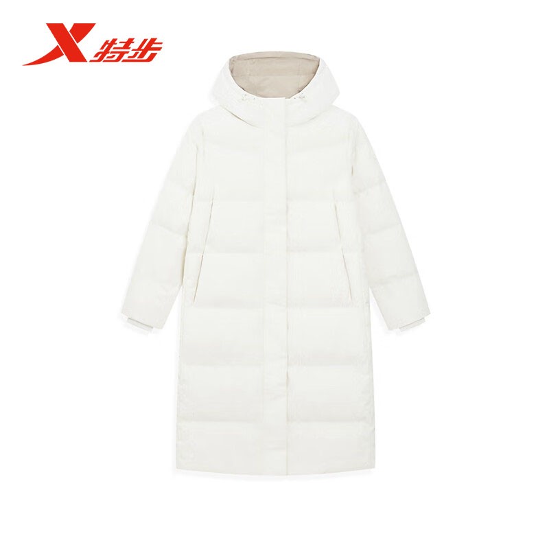 特步中长款三防羽绒服女冬季保暖