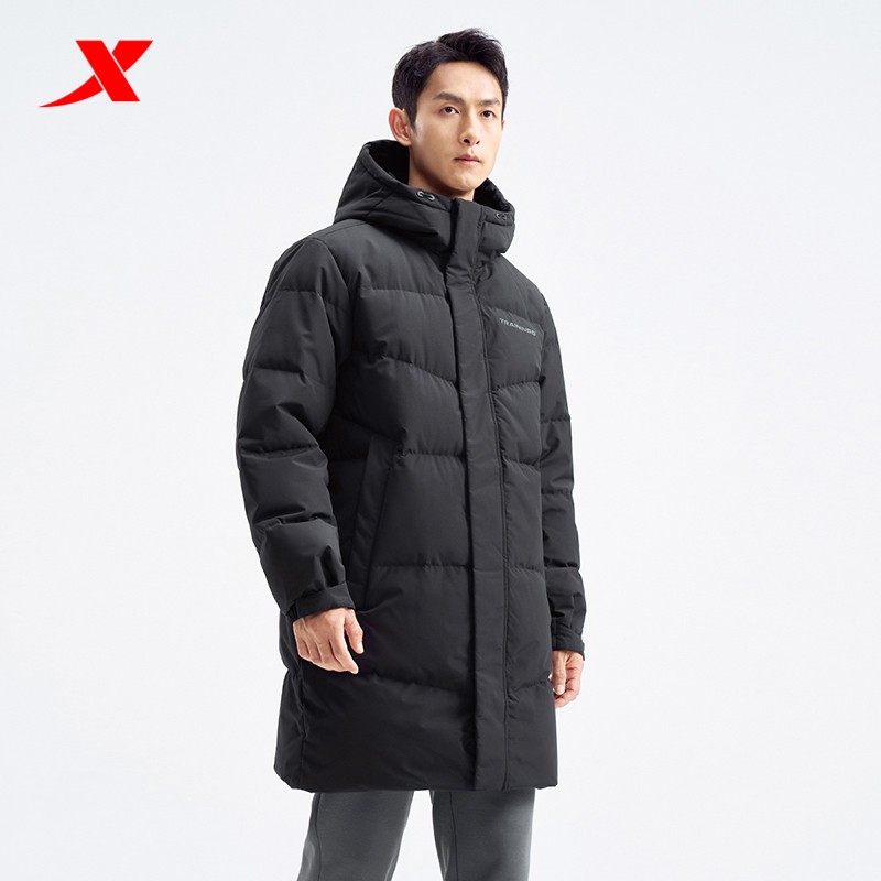 特步清仓捡漏羽绒服男冬季连帽中长款经典休闲羽绒服976429640189