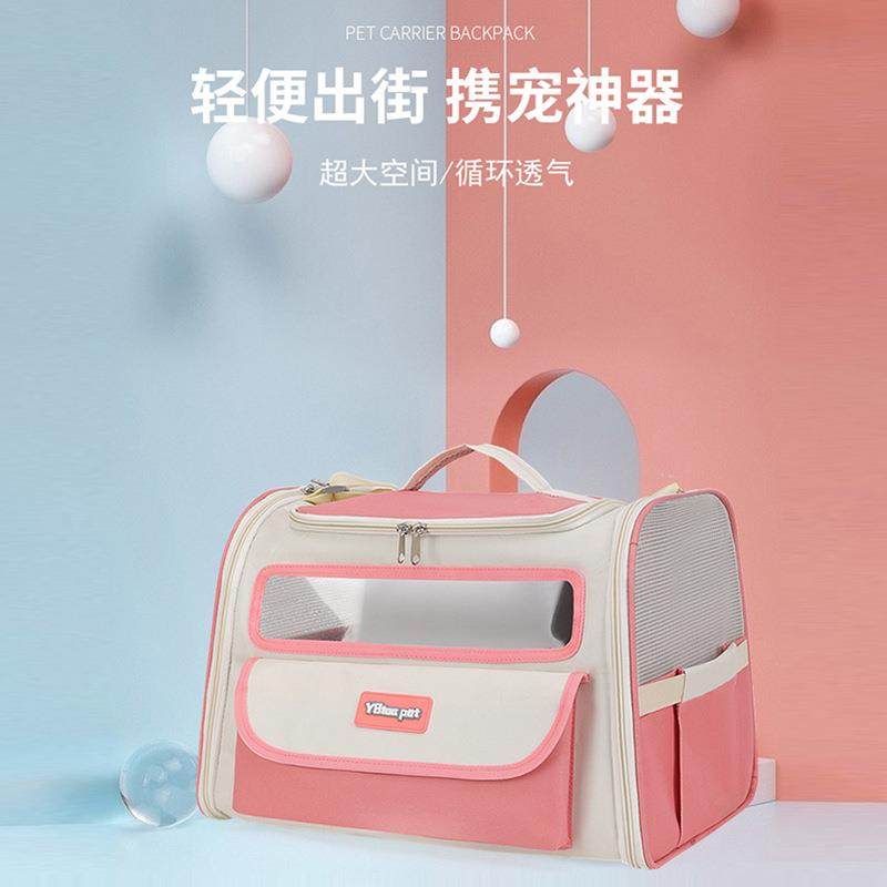 秋季撞色外出猫包电视机透明宠物背包双肩包多功能狗狗透气拉杆包