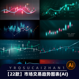 N065金融股票行情图表数据走势经济股市业绩增长下滑AI矢量模板