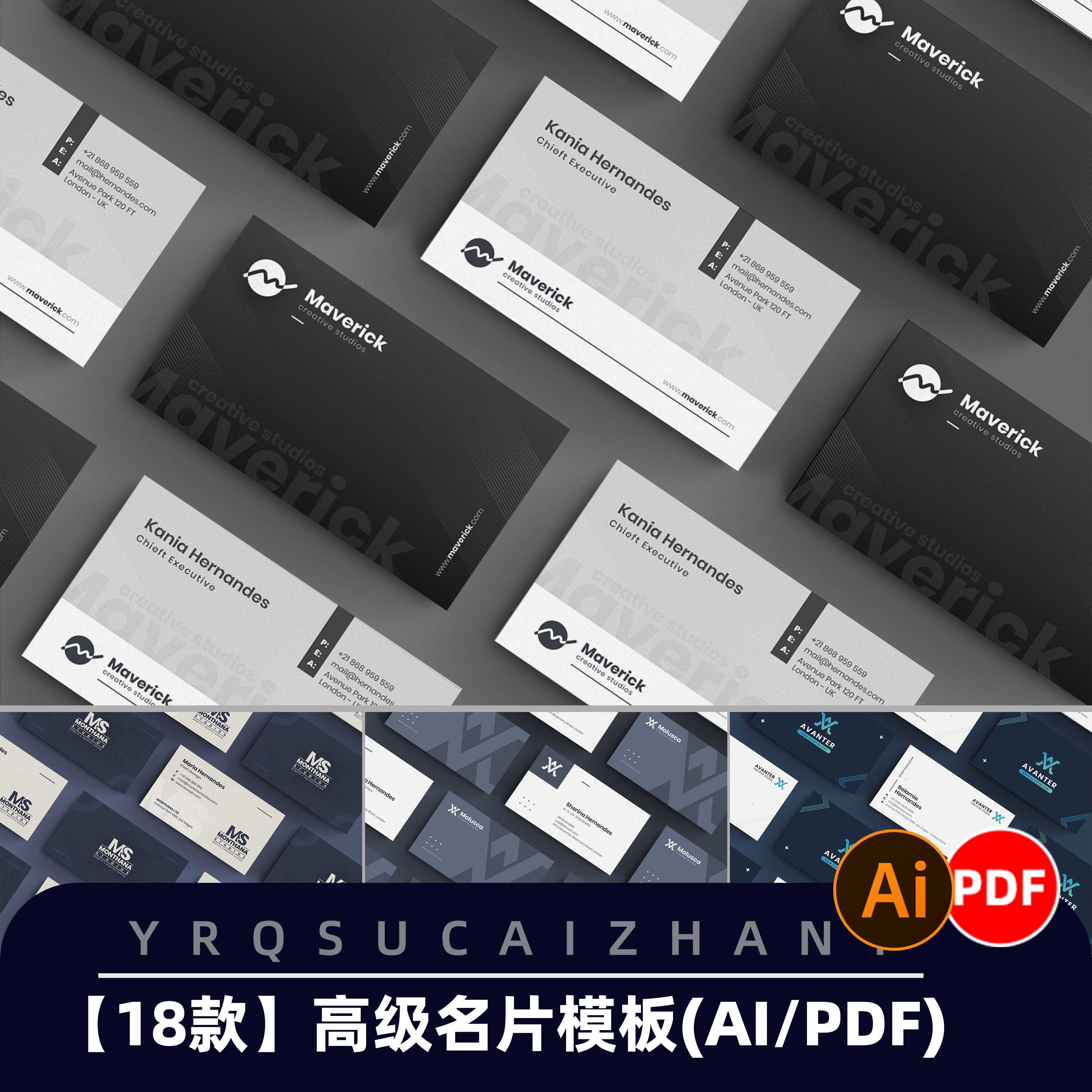 X079高级商务名片模板AI格式PDF可编辑电子素材模板