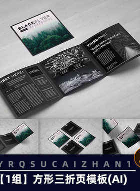 0238潮流时尚黑色三折页活动宣传产品介绍册子模板AI矢量设计模板
