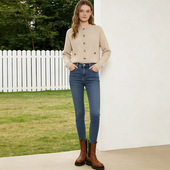 大朗毛衣工厂定制圆领竖坑条针织开衫 春秋针织外套 复古通勤风短款