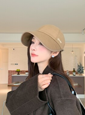 秋冬新款简约纯色鸭舌帽女显脸小百搭遮阳帽时尚通勤款帽子