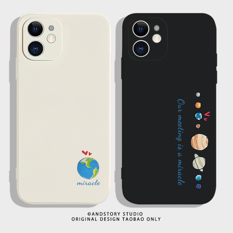 蓝色星球~一加趣味iPhone12苹果14promax华为mate50新款nova11红米K60小米13适用vivoX70荣耀90情侣手机壳p40