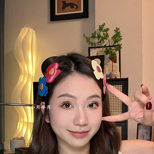 夏季女士可爱花朵发夹 2026 新款鸭嘴发卡前额刘海侧边碎发边夹