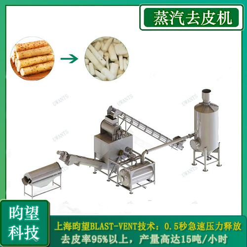 昀望供应果蔬蒸汽脱皮设备 全自动山药土豆蒸汽爆皮机