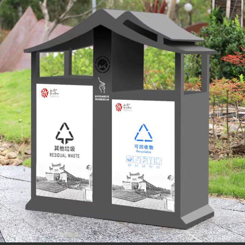 户外家用垃圾桶街道环卫分类垃圾箱园林景区古典铁质果皮箱厂家