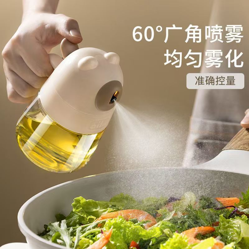 食用油喷雾瓶雾化雾状油罐小熊喷油壶玻璃厨房家用空气炸锅喷油瓶