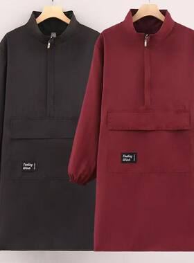 新款防泼水罩衣简约做饭围腰定制长袖围裙厨房家用上班工作服男女