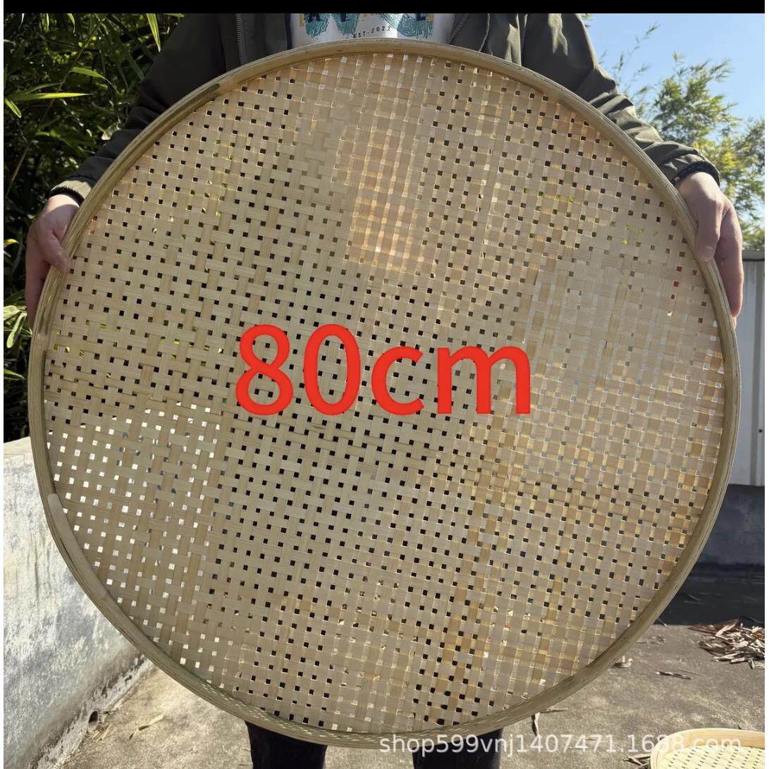 纯手工竹编筛子圆簸箕有孔晾晒干货米筛火锅店竹架放菜竹簸箕家用