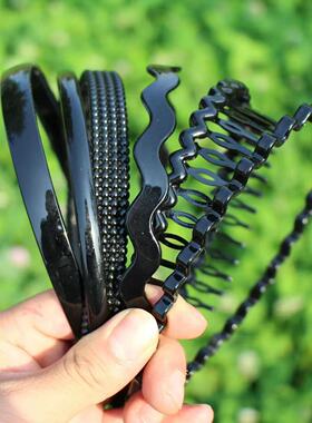 简约黑色刘海压发头箍女士成人发卡塑料发卡头饰洗脸防滑带齿发箍