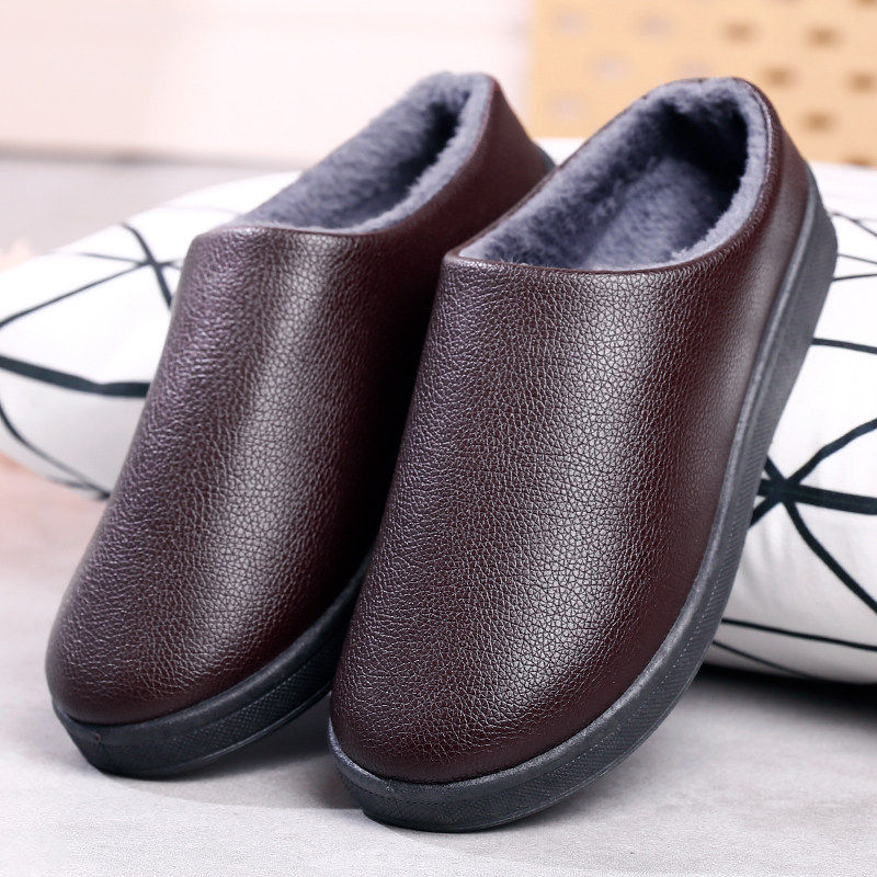 半拖鞋男冬季包头鞋加绒加厚防水防滑中老年轻便舒适爸爸皮棉拖鞋,居家布艺,居家棉拖/棉鞋,淘宝优惠券,粉丝福利购,淘宝优惠卷