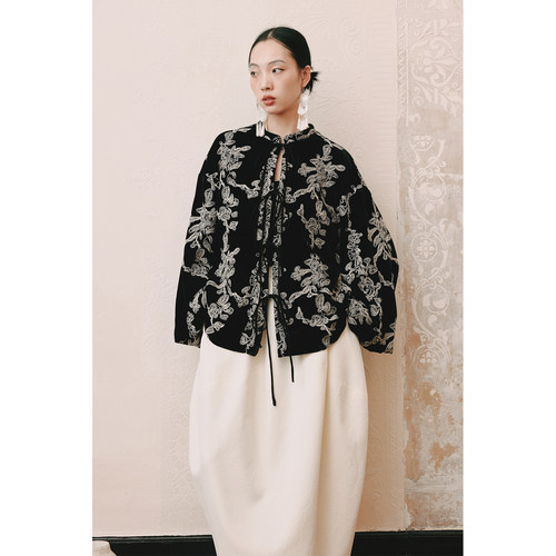 YUANYE园野新中式丝绒绣花外套