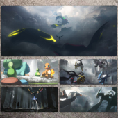 鼠标垫宝可梦裂空座超大号口袋妖怪学习桌垫神奇宝贝皮卡丘键盘垫