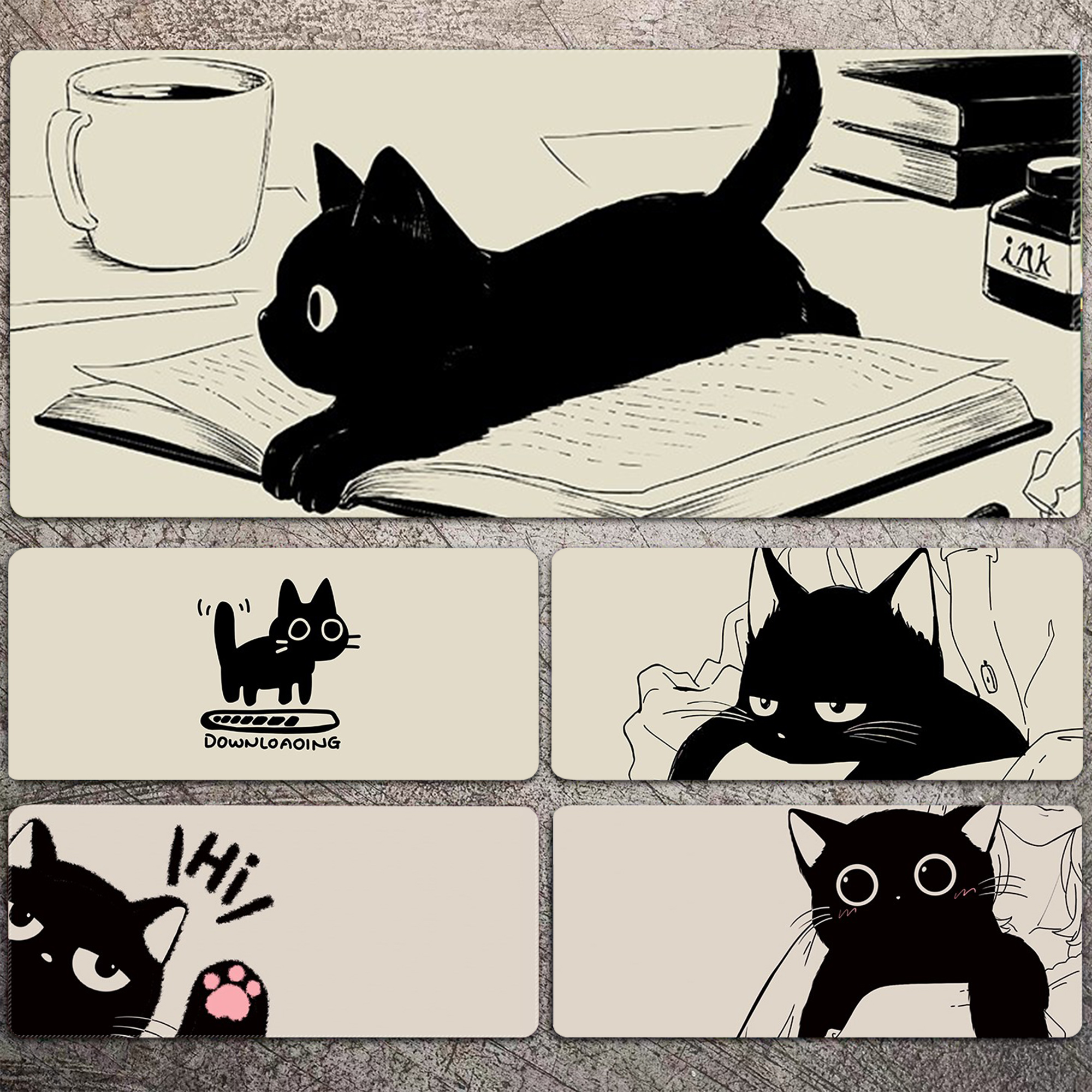 简约可爱猫咪鼠标垫学习桌垫