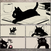 可爱猫咪鼠标垫超大号女生电脑桌垫键盘护腕垫子滑鼠垫办公桌垫小