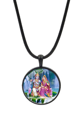 印度冥想Krishna Radha拉达和克里希纳项链瑜伽吊坠护身符