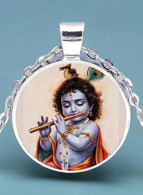 印度婴儿时期Krishna奎师那幸福吉祥护身符吊坠2.5cm